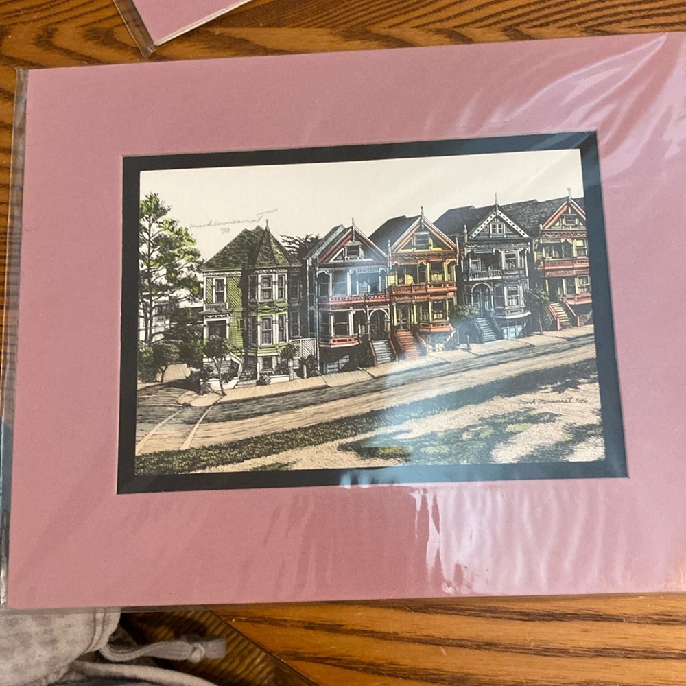 Vtg Mark Monsarrat San Francisco Houses Framed Signed Colored Lithograph Art Pri